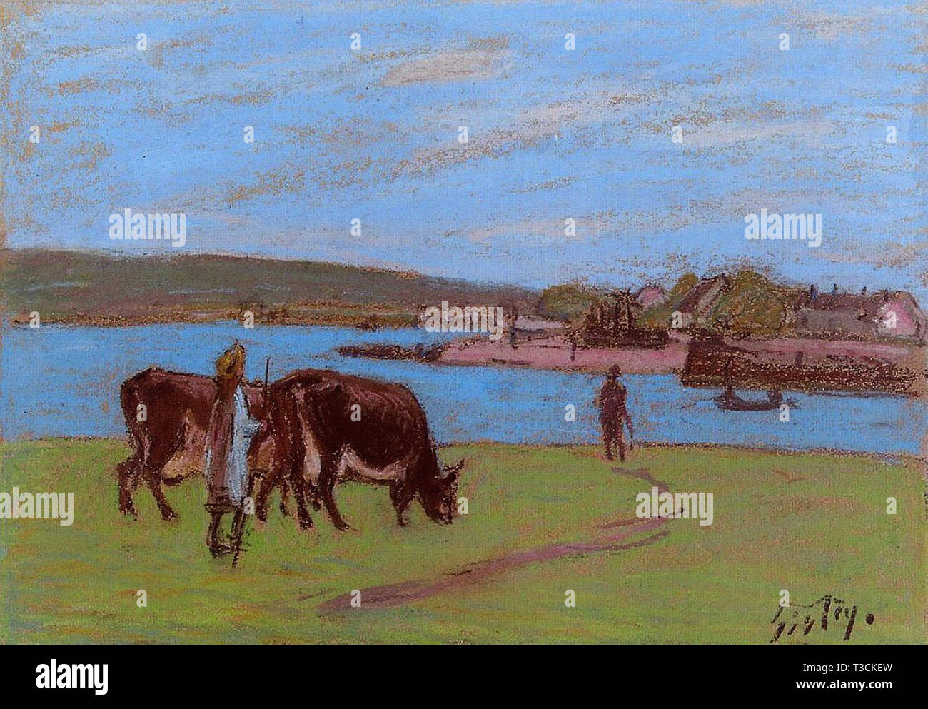 Alfred Sisley (1839-1899) - Weide an der Seine Stockfoto
