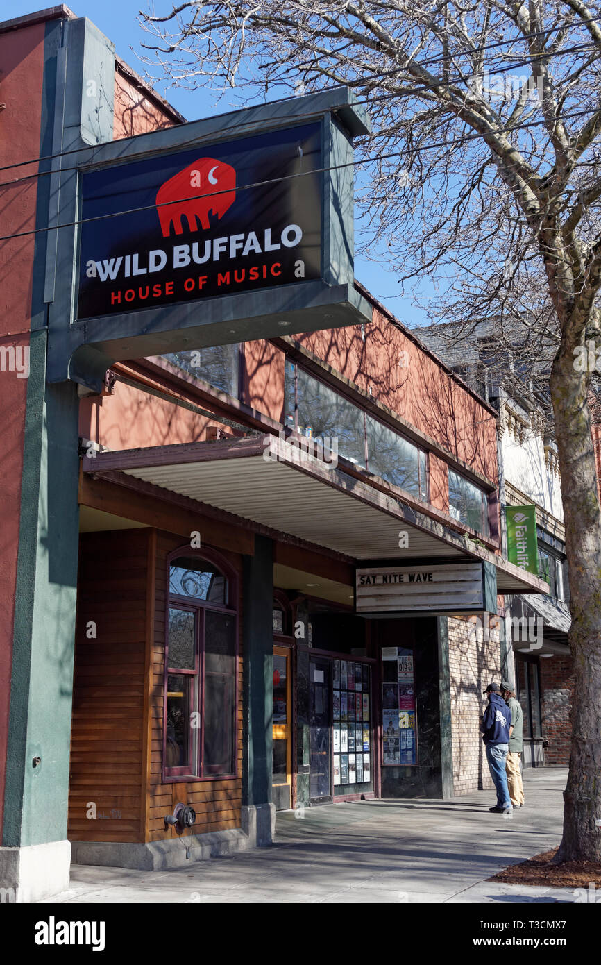 Wilde Büffel Haus der Musik night club in Downtown Bellingham, Washington State, USA Stockfoto