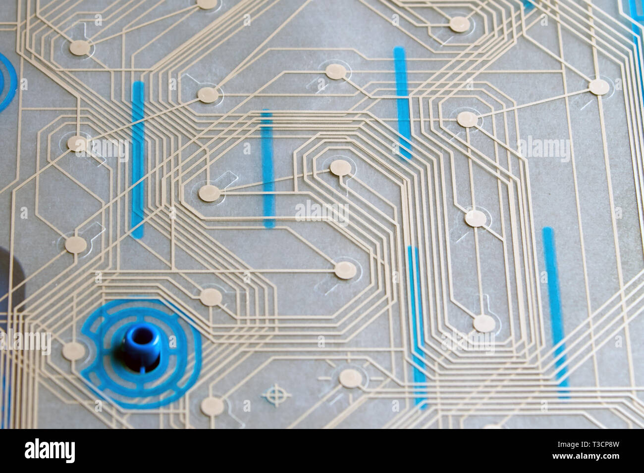 Tastatur Stromkreis Membran, blau getönt, Nahaufnahme Stockfoto
