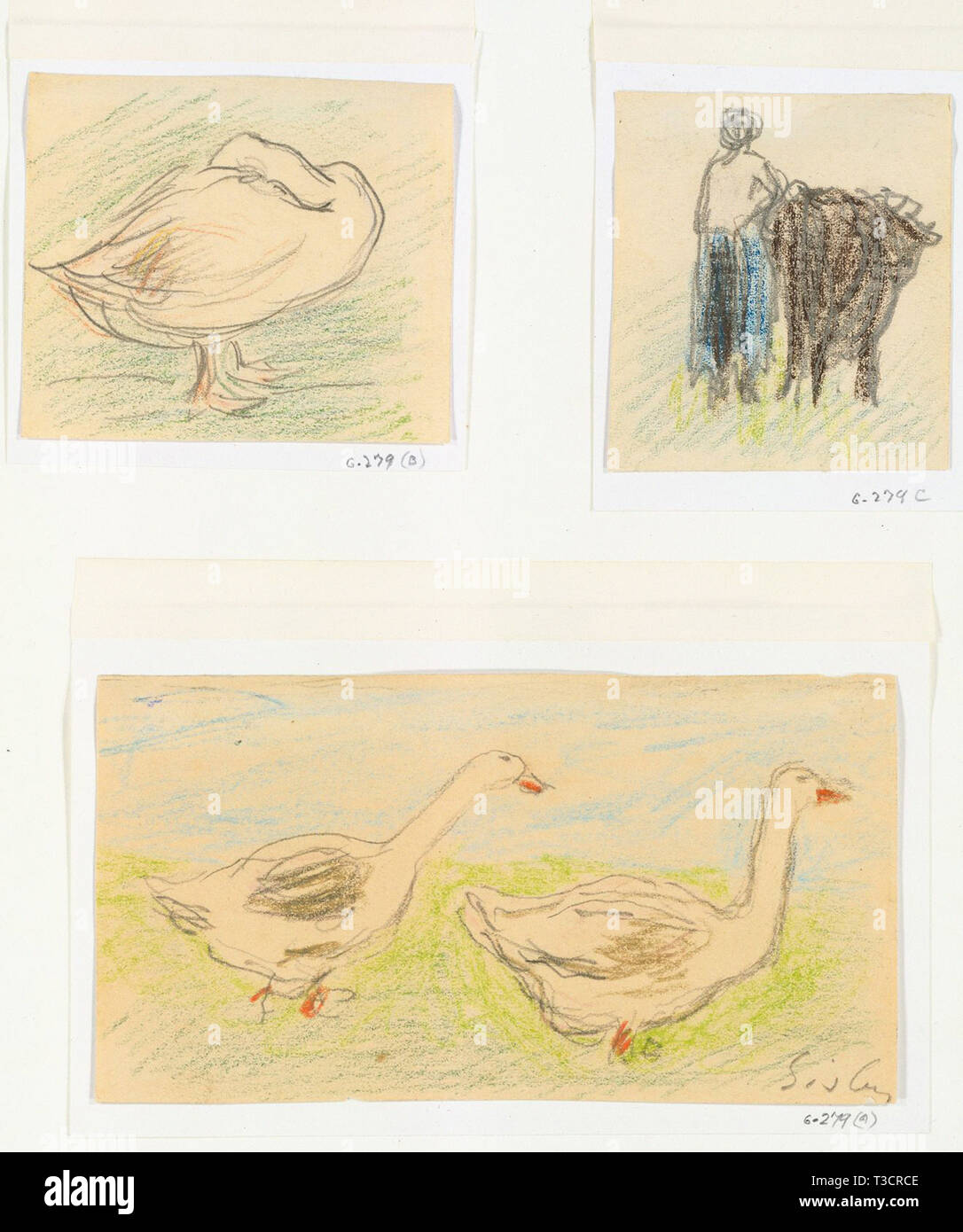 Alfred Sisley (1839-1899) - drei Skizzen zeichnen 1895 Stockfoto