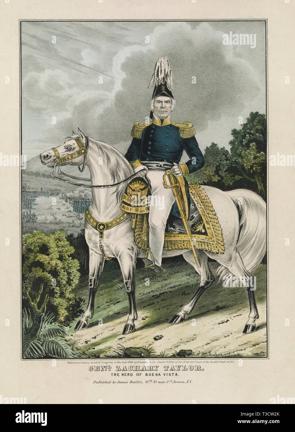 General Zachary Taylor, der Held von Buena Vista, Lithographie, James Baillie, 1848 Stockfoto