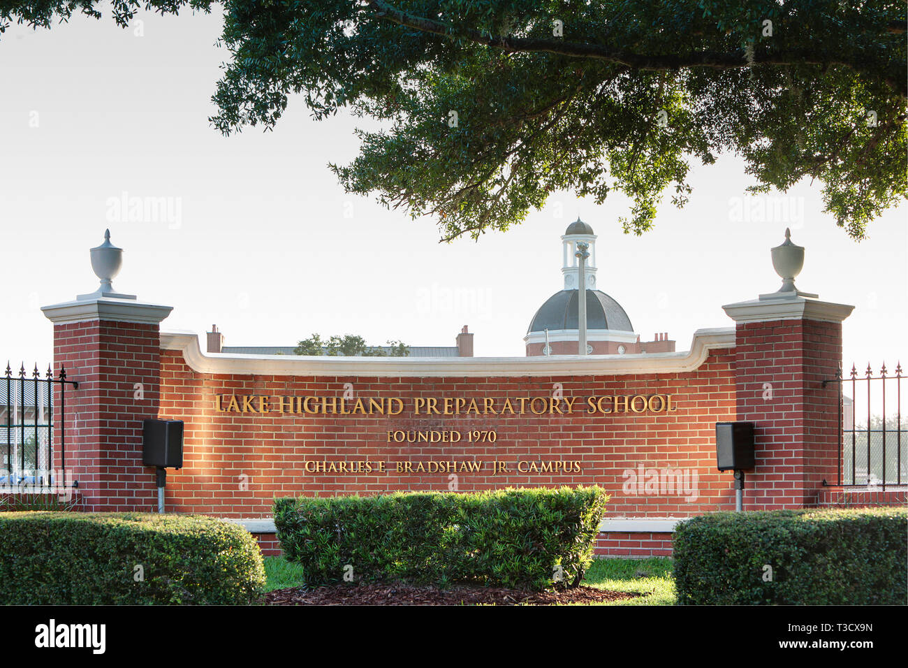 Lake Highland Preparatory School, in der Nähe der Innenstadt von Orlando, ist die führende weiterführende Schule in Orange County, Florida, bekannt für seine große Bildung. Stockfoto