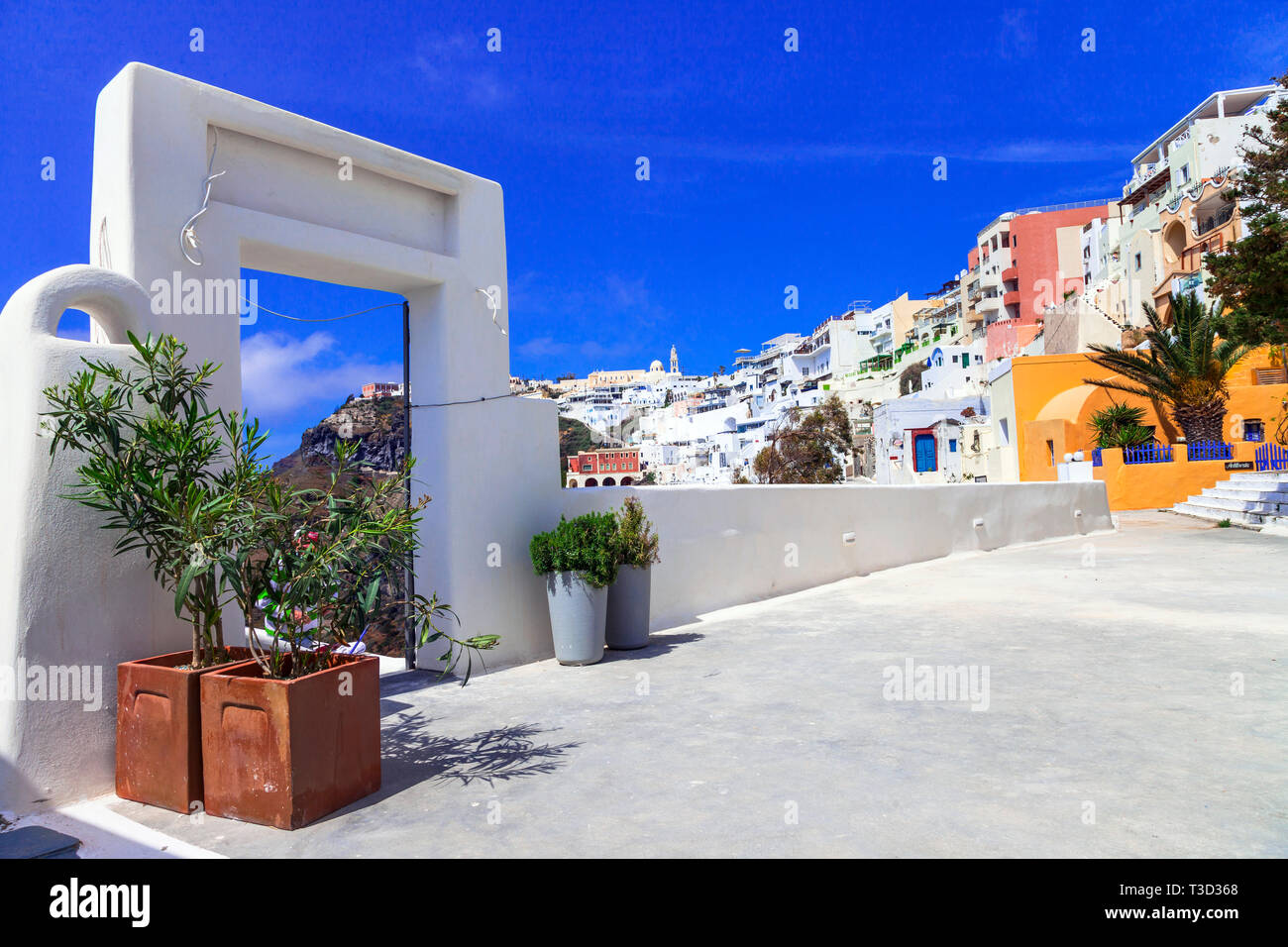 Alte Straßen der Insel Santorini, Kykladen, Griechenland Stockfoto