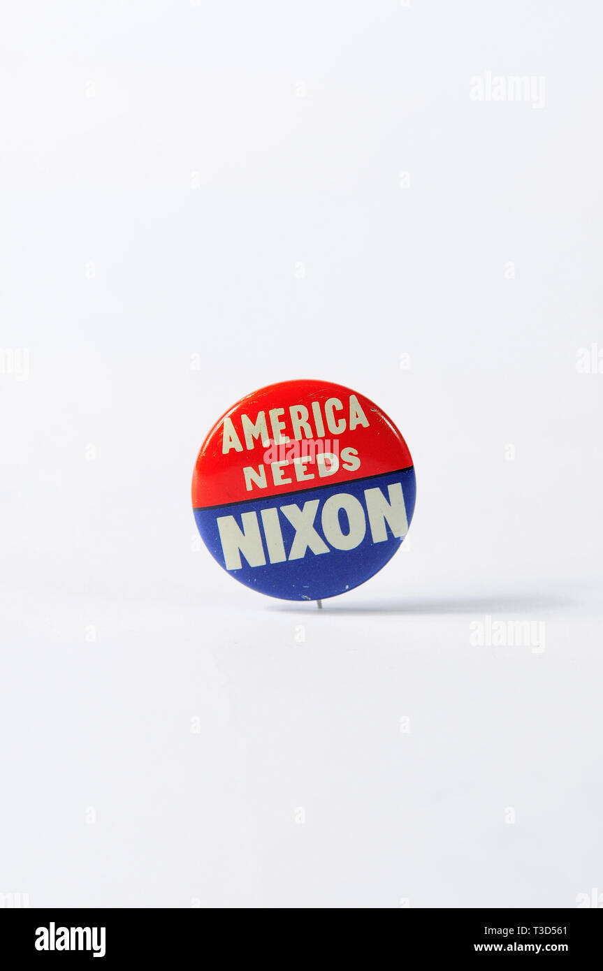 Eine politische Kampagne Taste für Richard Nixon zum Präsidenten der Vereinigten Staaten Stockfoto