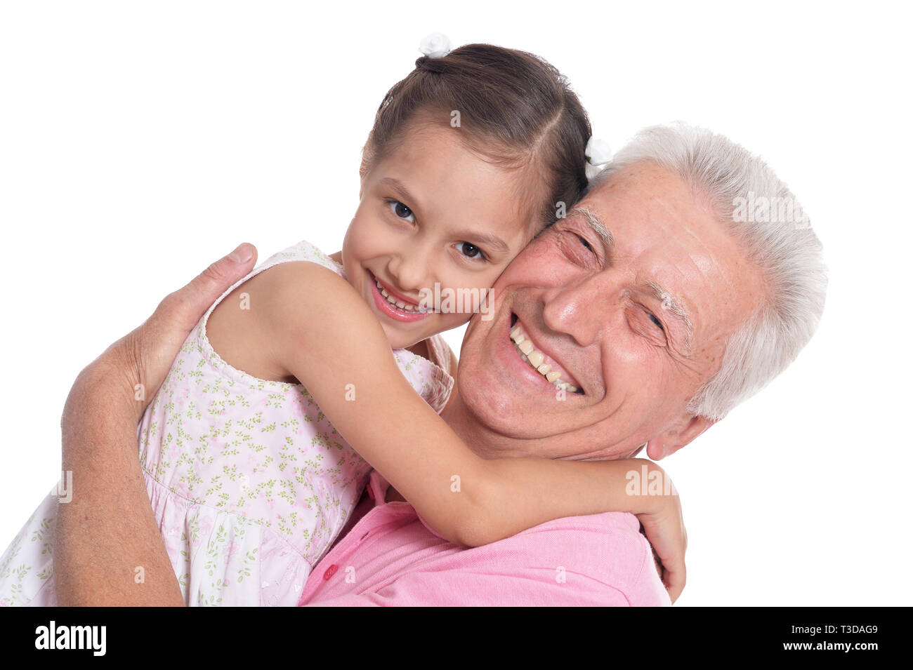 Portrait von Happy älterer Mann mit niedlichen Enkelin Stockfoto