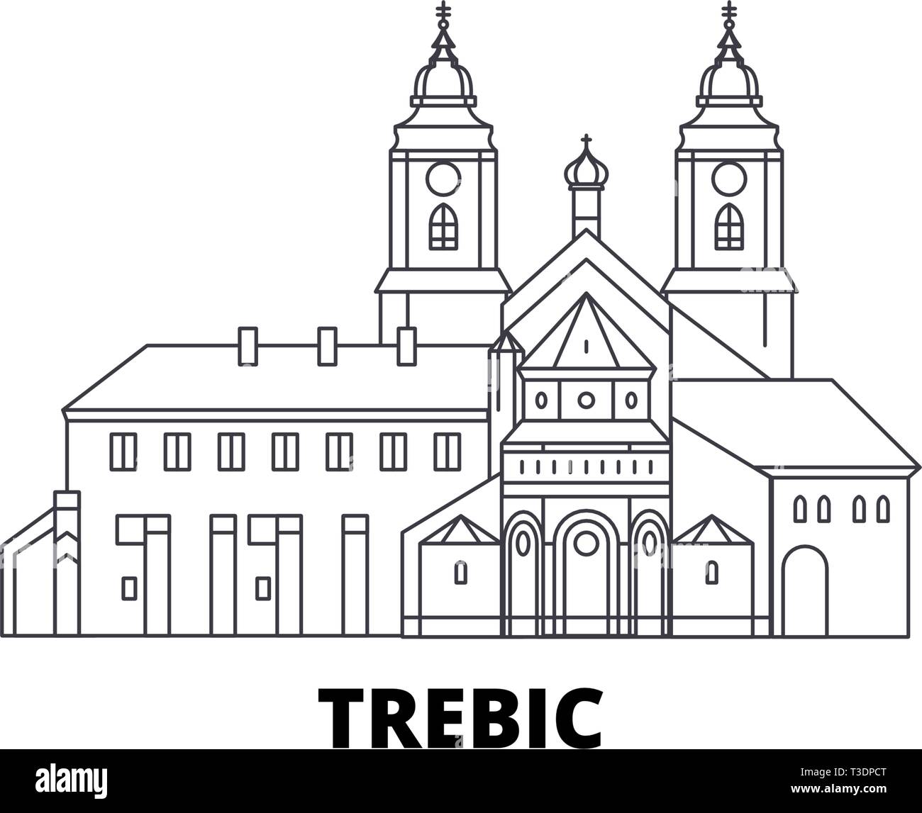 Tschechische Republik, Trebic line Reisen Skyline. Tschechische Republik, Trebic Umrisse Stadt Vektor-illustration, Symbol, Reisen, Sehenswürdigkeiten, Wahrzeichen. Stock Vektor