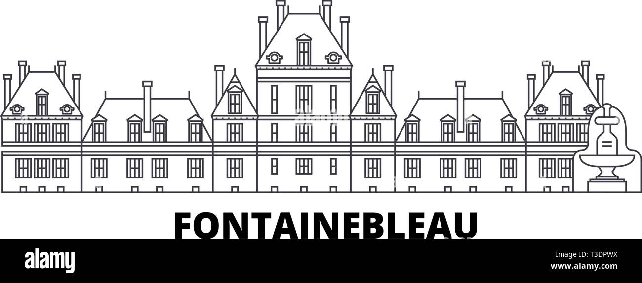 Frankreich, Fontainebleau Referenzmarkenlinie reisen Skyline. Frankreich, Fontainebleau umriss Sehenswürdigkeit Stadt Vektor-illustration, Symbol, reisen Sehenswürdigkeiten Stock Vektor