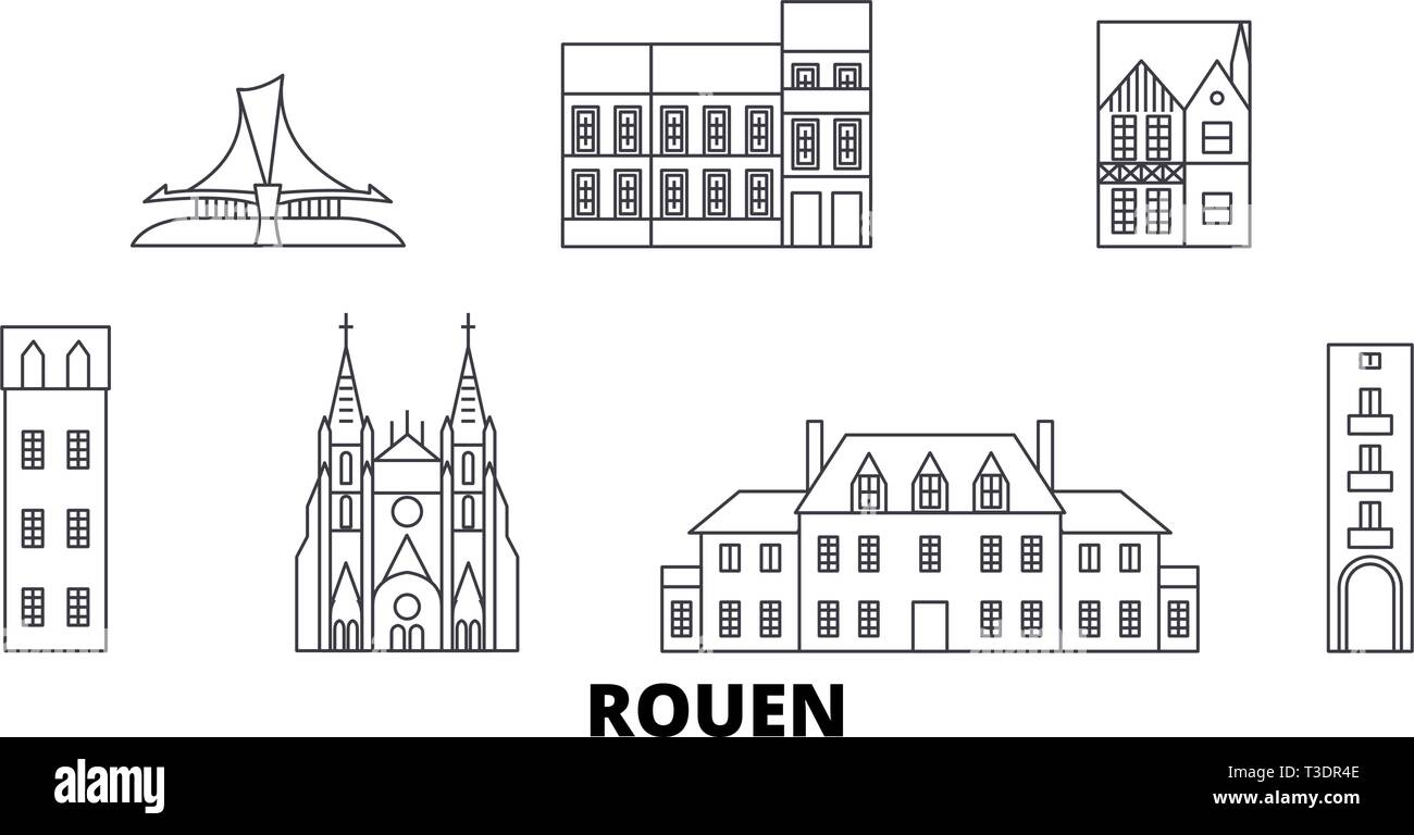 Frankreich, Rouen line Reisen Skyline. Frankreich, Rouen Umrisse Stadt Vektor-illustration, Symbol, Reisen, Sehenswürdigkeiten, Wahrzeichen. Stock Vektor