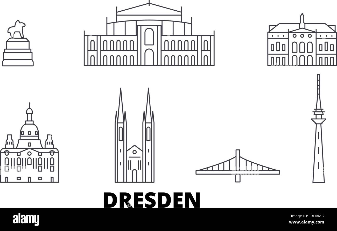 Deutschland, Dresden line Reisen Skyline. Deutschland, Dresden übersicht Stadt Vektor-illustration, Symbol, Reisen, Sehenswürdigkeiten, Wahrzeichen. Stock Vektor