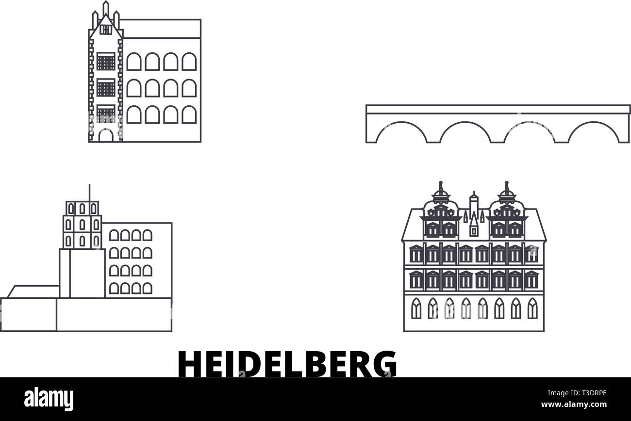 Deutschland, Heidelberg line Reisen Skyline. Deutschland, Heidelberg übersicht Stadt Vektor-illustration, Symbol, Reisen, Sehenswürdigkeiten, Wahrzeichen. Stock Vektor