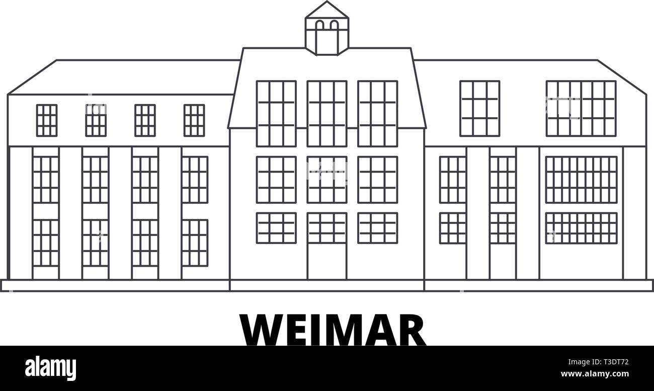 Deutschland, Weimar, Bauhaus line Reisen Skyline. Deutschland, Weimar, Bauhaus Umrisse Stadt Vektor-illustration, Symbol, Reisen, Sehenswürdigkeiten, Wahrzeichen. Stock Vektor