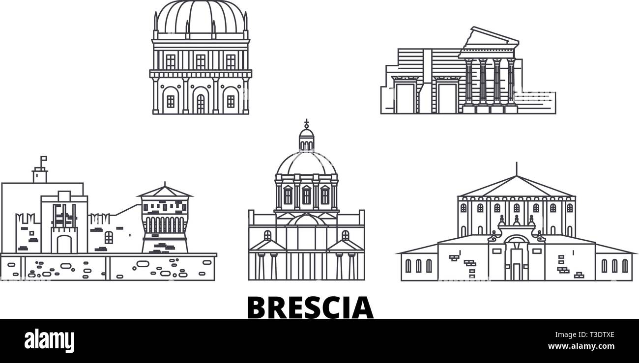 Italien, Brescia line Reisen Skyline. Italien, Brescia Umrisse Stadt Vektor-illustration, Symbol, Reisen, Sehenswürdigkeiten, Wahrzeichen. Stock Vektor