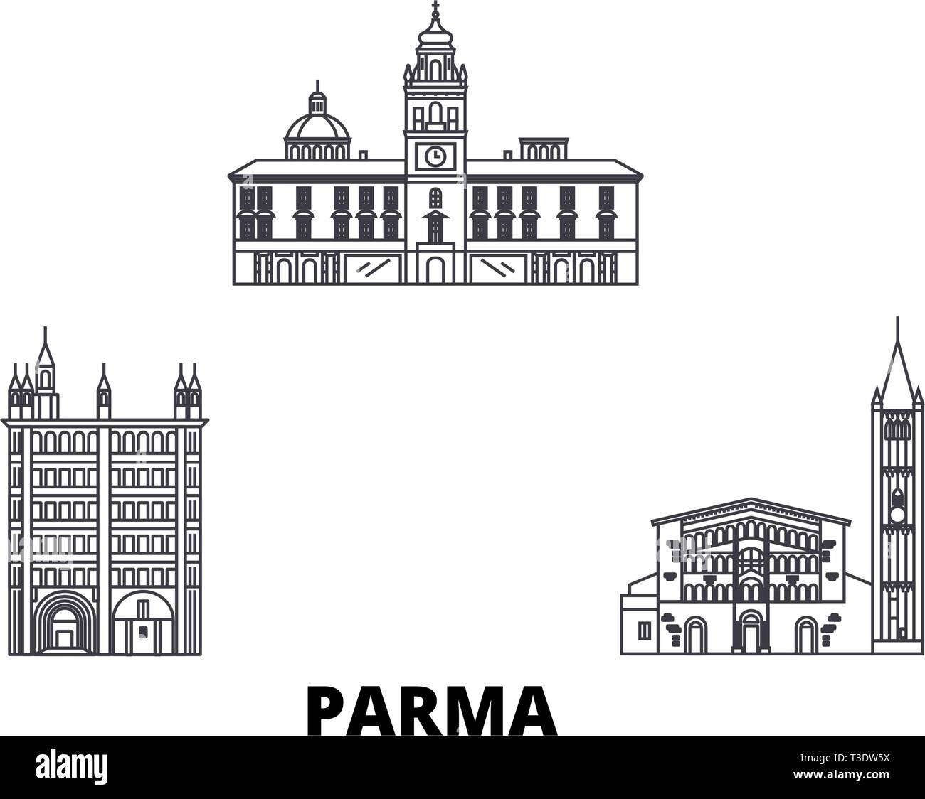 Italien, Parma line Reisen Skyline. Italien, Parma Umrisse Stadt Vektor-illustration, Symbol, Reisen, Sehenswürdigkeiten, Wahrzeichen. Stock Vektor