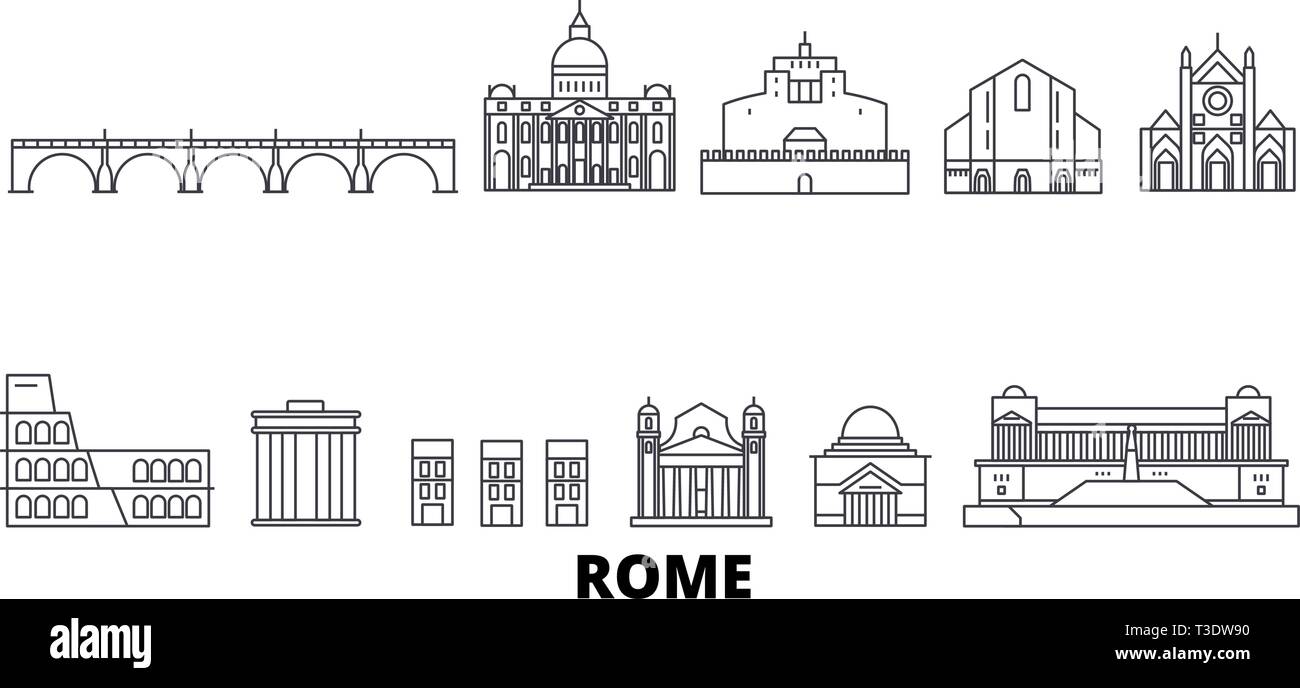 Italien, Rom line Reisen Skyline. Italien, Rom Übersicht Stadt Vektor-illustration, Symbol, Reisen, Sehenswürdigkeiten, Wahrzeichen. Stock Vektor