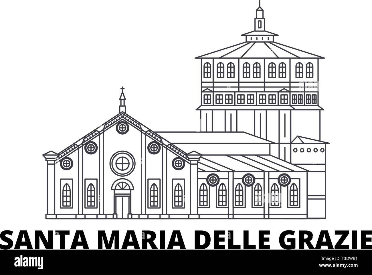 Italien, Santa Maria Delle Grazie Linie reisen Skyline. Italien, Santa Maria Delle Grazie Umrisse Stadt Vektor-illustration, Symbol, reisen Sehenswürdigkeiten Stock Vektor