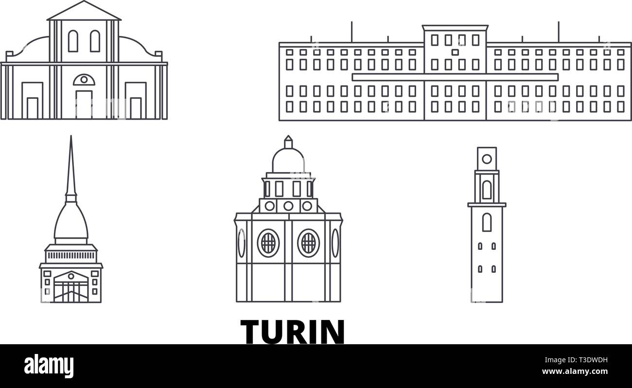 Italien, Turin line Reisen Skyline. Italien, Turin Umrisse Stadt Vektor-illustration, Symbol, Reisen, Sehenswürdigkeiten, Wahrzeichen. Stock Vektor