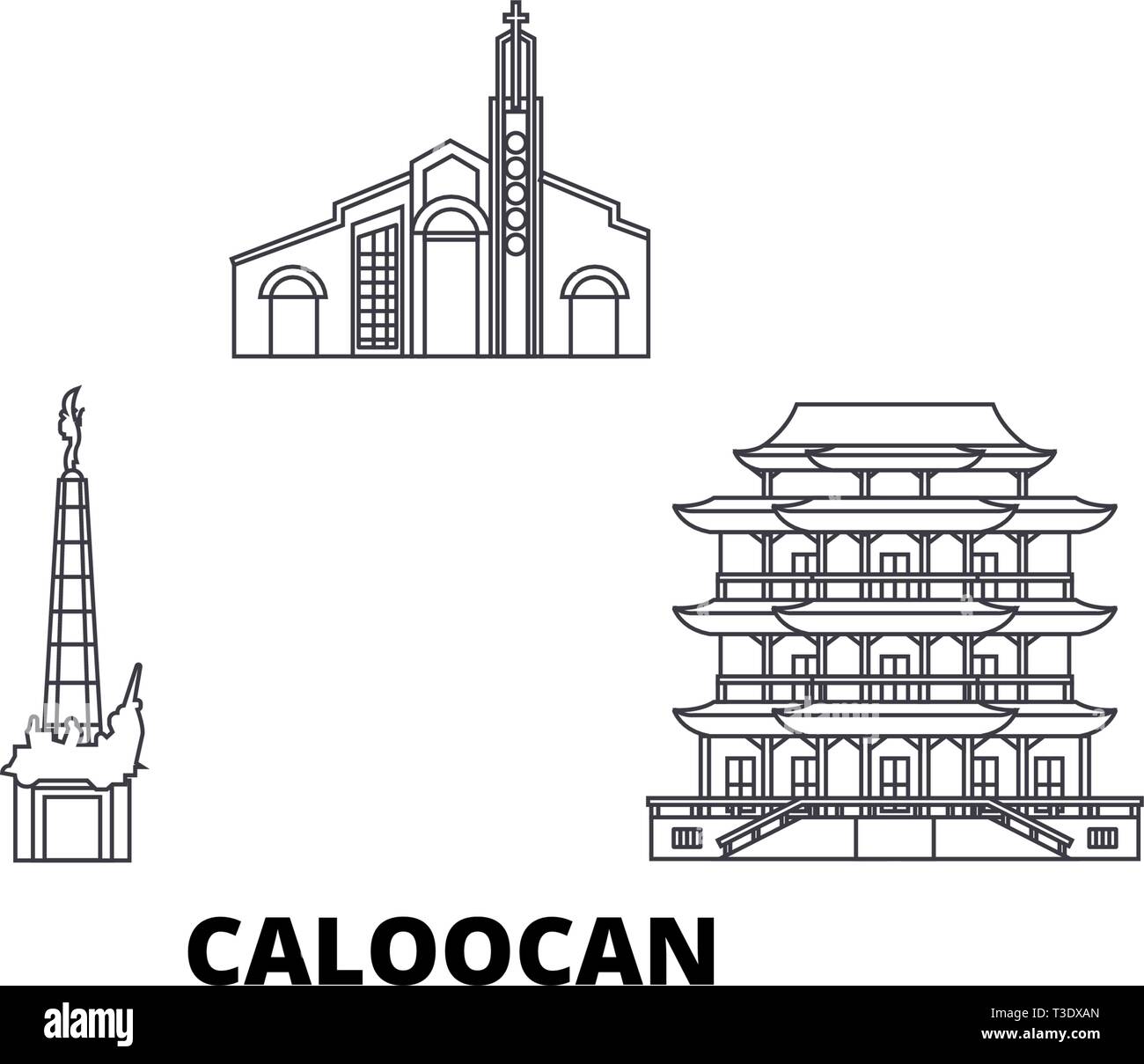 Philippinen, Caloocan line Reisen Skyline. Philippinen, umriss Caloocan City Vektor-illustration, Symbol, Reisen, Sehenswürdigkeiten, Wahrzeichen. Stock Vektor