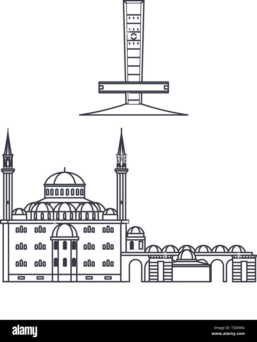 Russland, Cherkessk line Reisen Skyline. Russland, Cherkessk Umrisse Stadt Vektor-illustration, Symbol, Reisen, Sehenswürdigkeiten, Wahrzeichen. Stock Vektor Russland, Cherkessk line Reisen Skyline. Russland, Cherkessk Umrisse Stadt Vektor-illustration, Symbol, Reisen, Sehenswürdigkeiten, Wahrzeichen. Stock Vektor