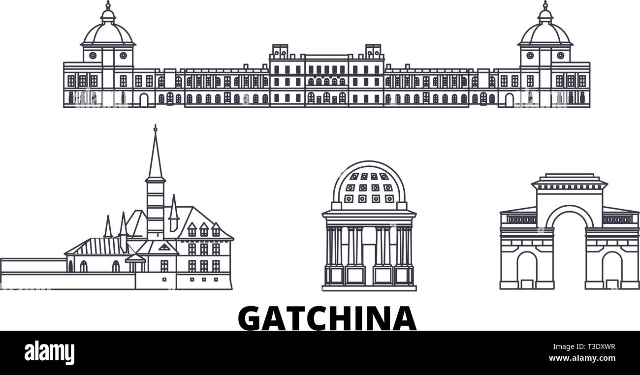 Russland, Gatschina line Reisen Skyline. Russland, Gatschina Umrisse Stadt Vektor-illustration, Symbol, Reisen, Sehenswürdigkeiten, Wahrzeichen. Stock Vektor