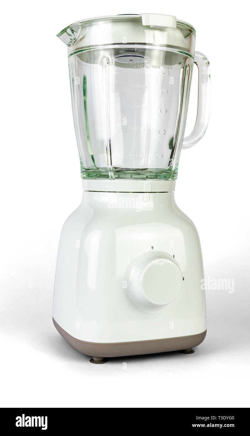 Weiße leere Entsafter auf weißem Hintergrund Stockfoto