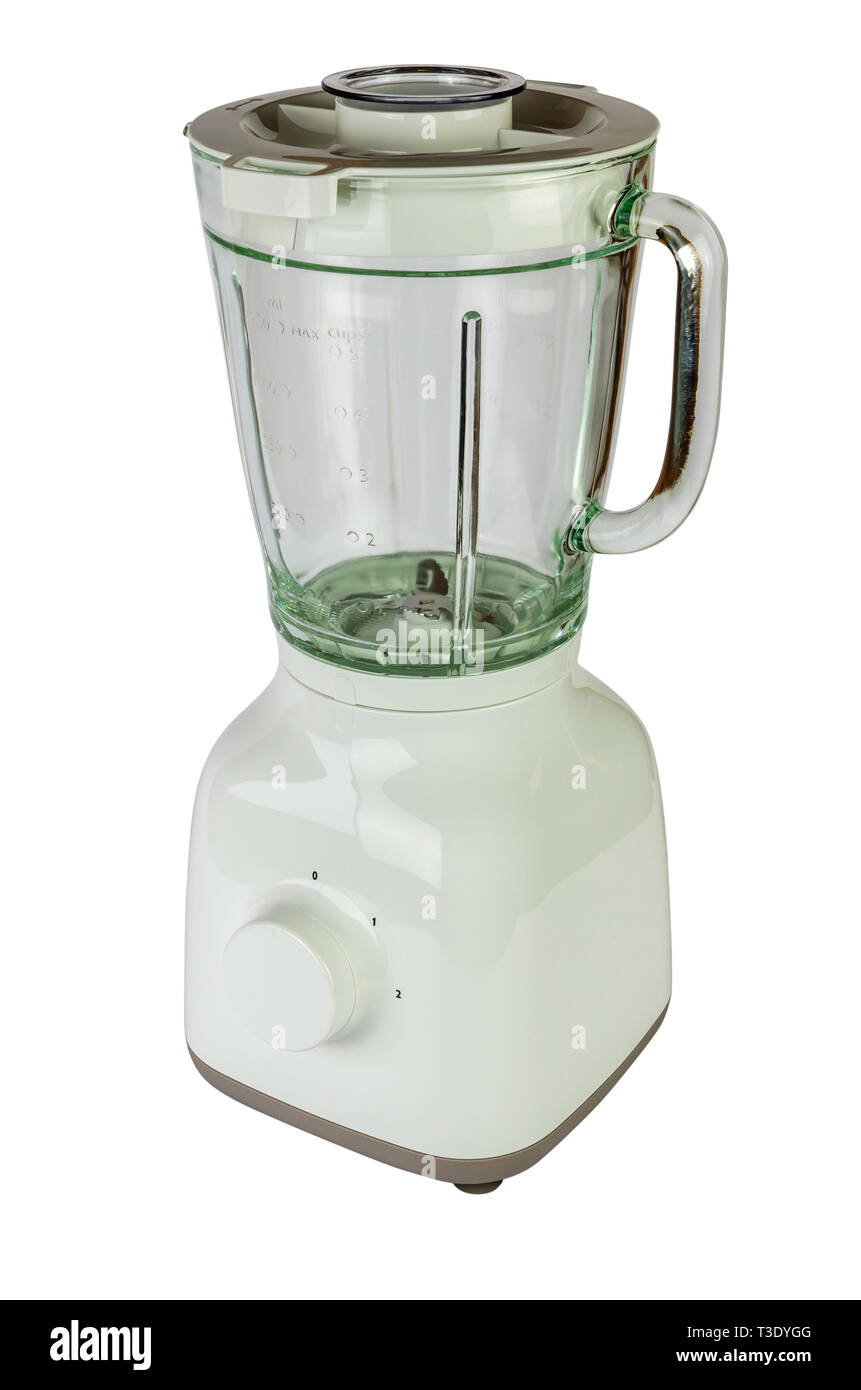 Weiß Mixer mit einem Glas auf weißem Hintergrund Stockfoto