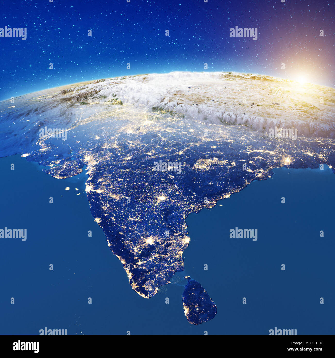 Indien aus dem Weltraum. Elemente dieses Bild von der NASA eingerichtet. 3D-Rendering Stockfoto