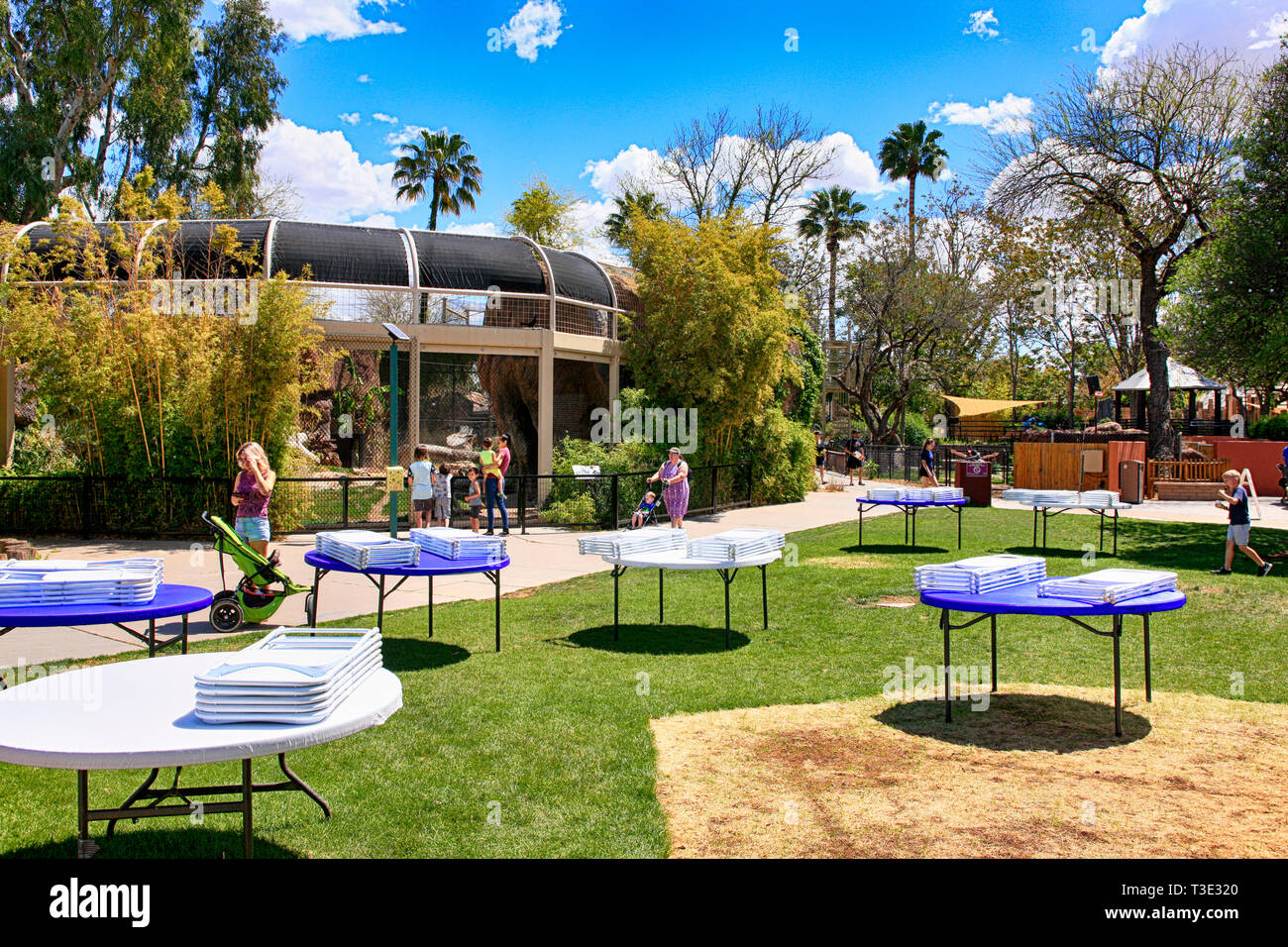 Personen innerhalb des Reid Park Zoo in Tucson Arizona Stockfoto