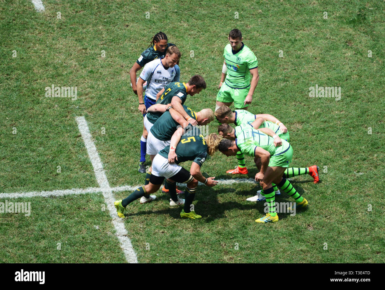 Ein Rugby sevens übereinstimmen. Stockfoto