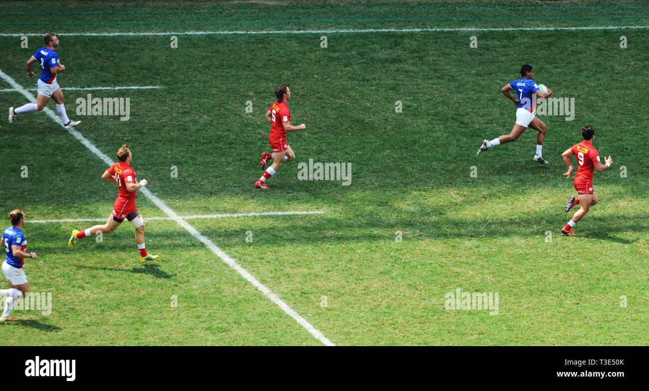 Ein Rugby sevens übereinstimmen. Stockfoto
