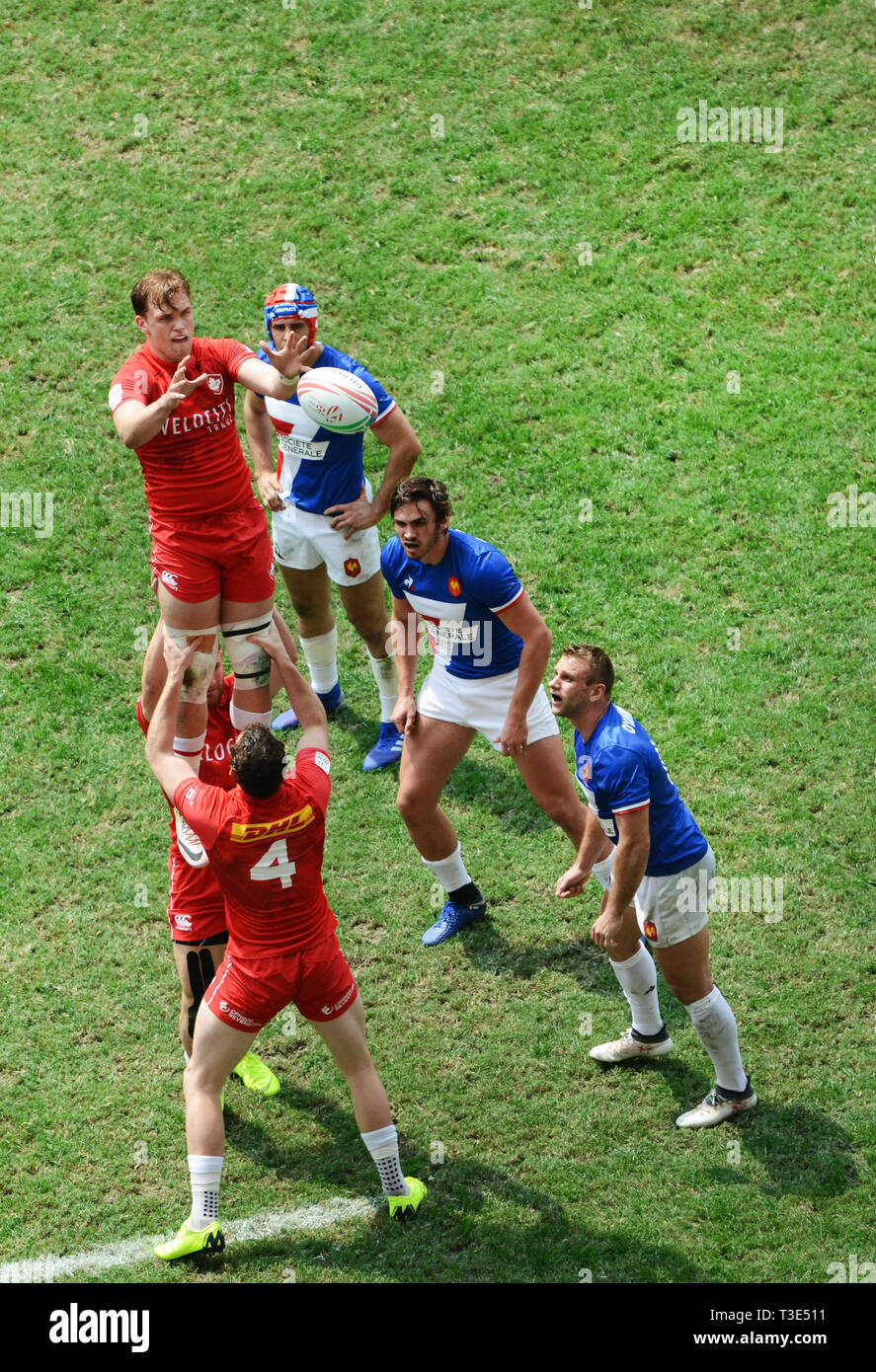 Ein Rugby sevens übereinstimmen. Stockfoto