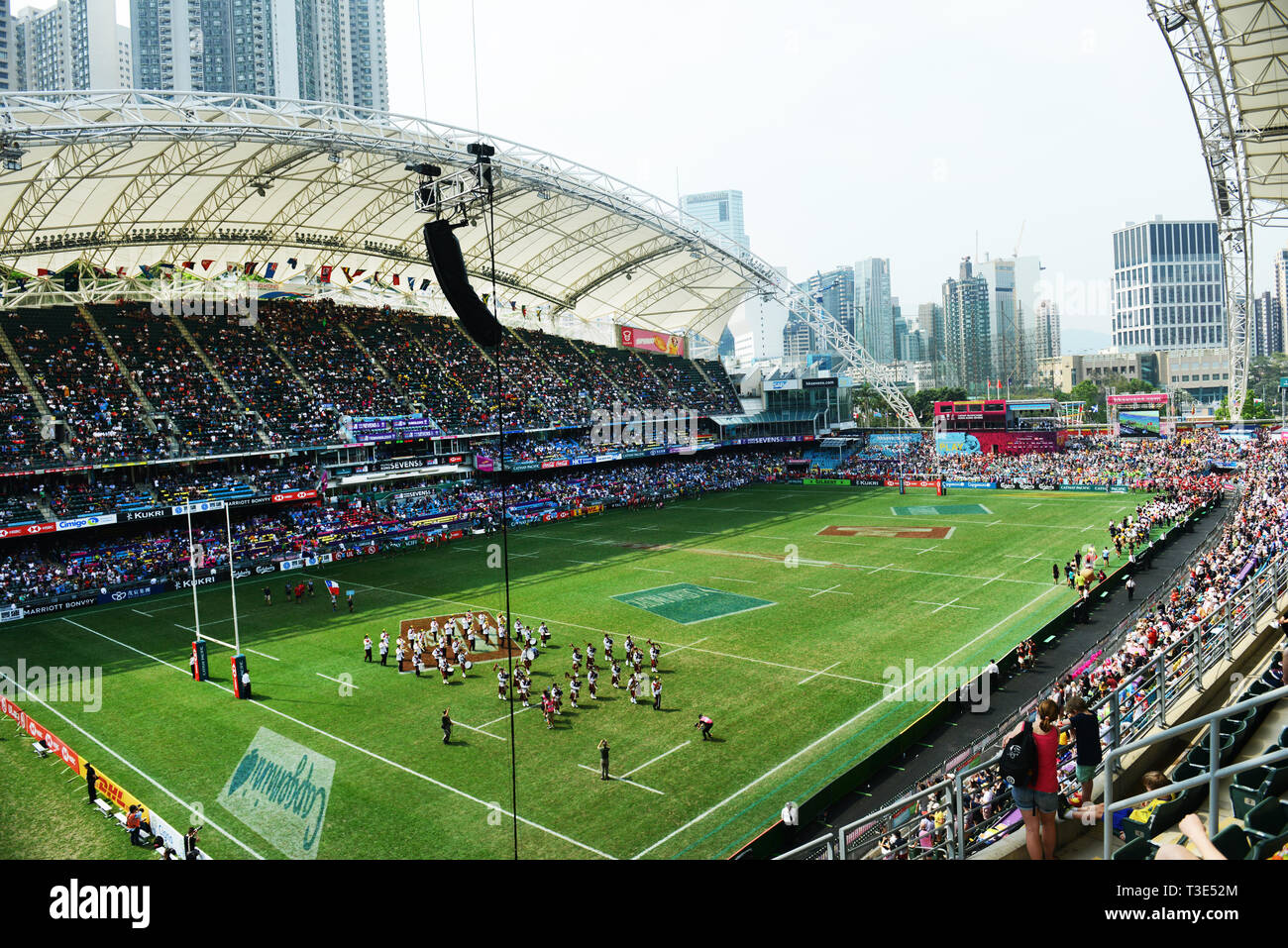 Die Hong Kong stadium Hosting die Sevens Turnier. Stockfoto
