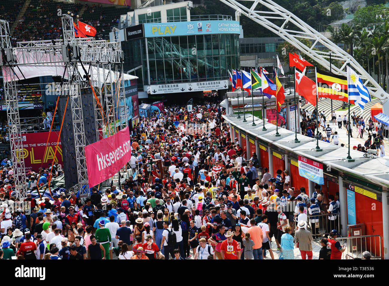 Die lebhafte Hongkong Sevens Turnier zieht eine große krähte. Stockfoto