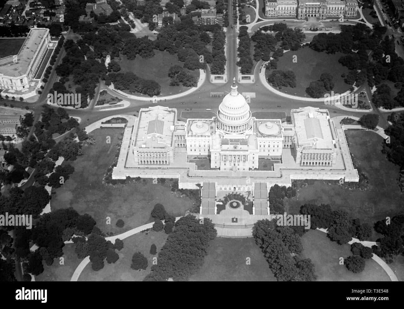 Washington D.C. Geschichte - Luftbild des United States Capitol Ca. 1919 Stockfoto