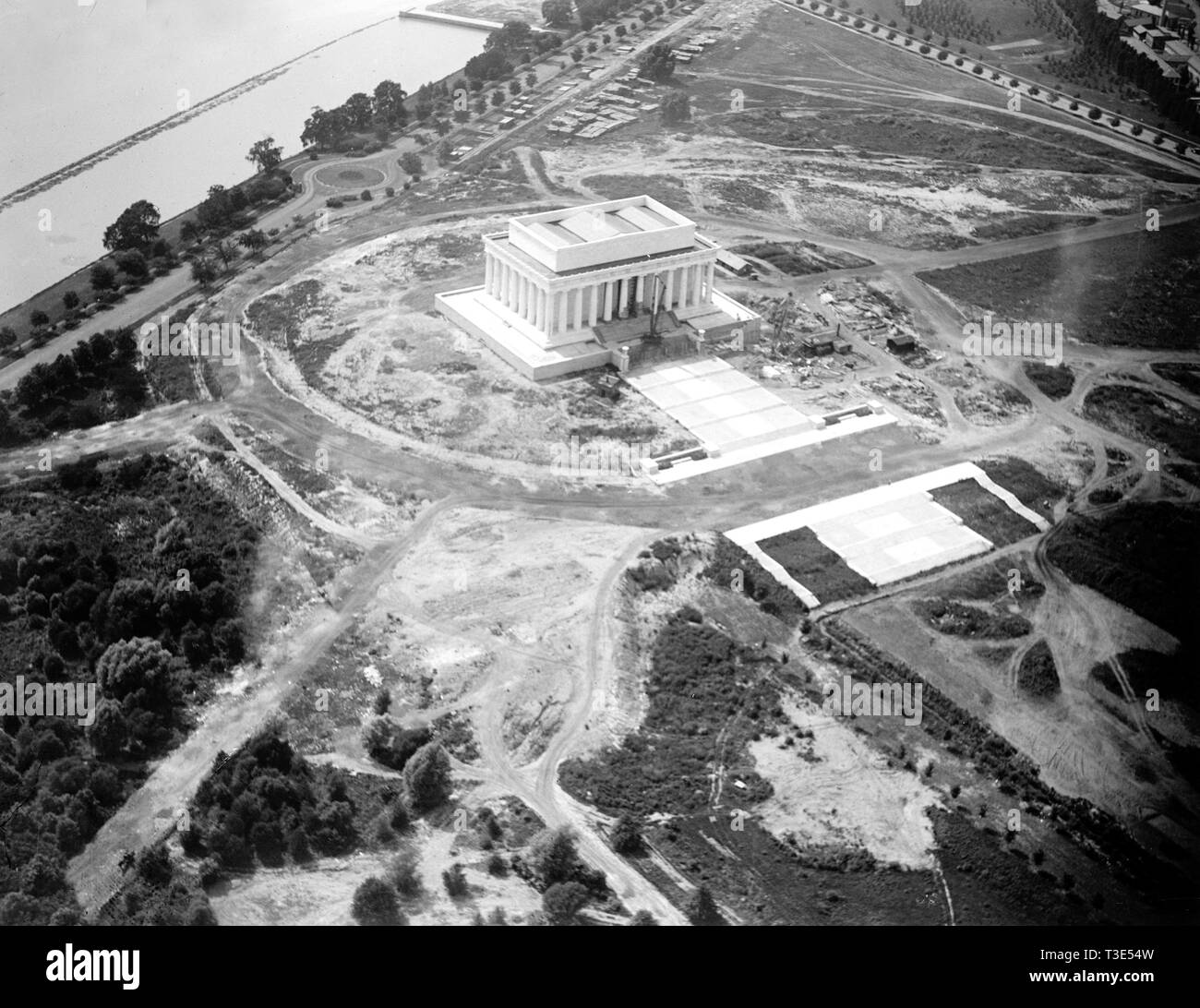 Washington D.C. Geschichte - Luftaufnahme des Lincoln Memorial im Bau. 1919 Stockfoto