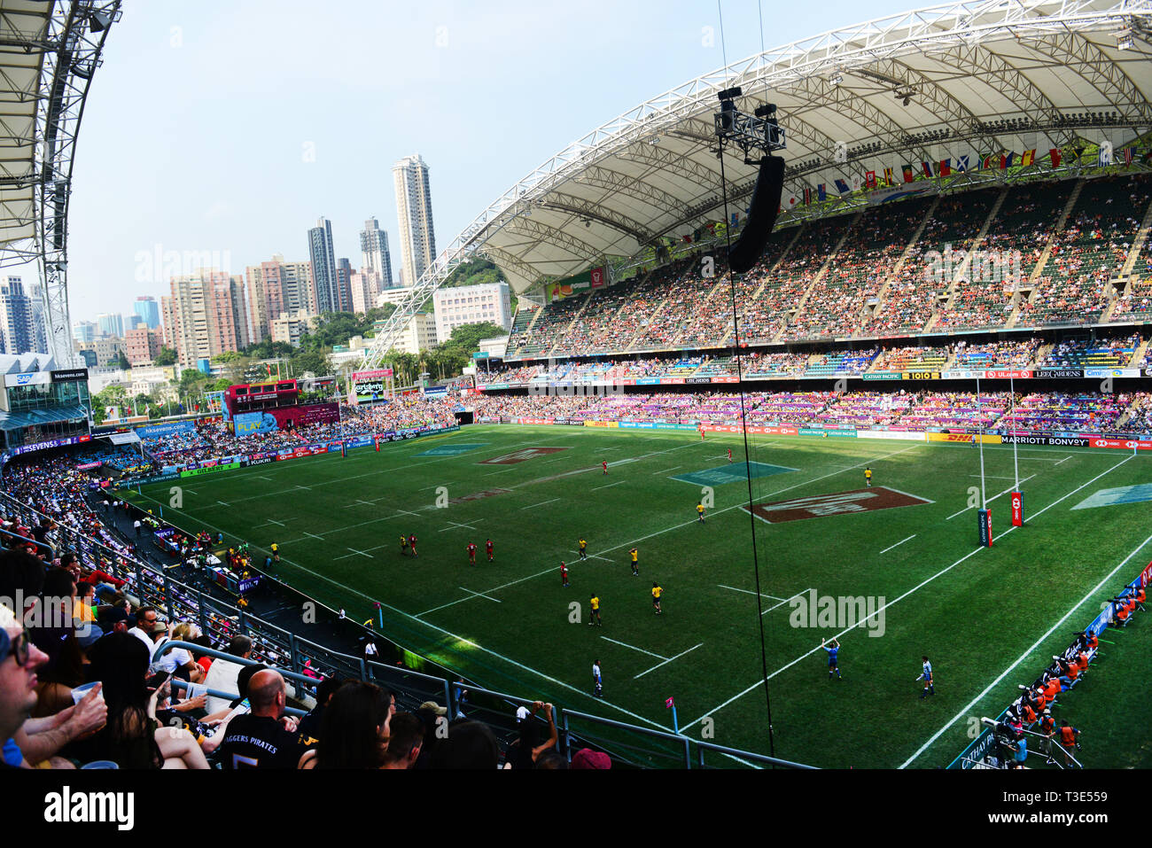 Die Hong Kong stadium Hosting die Sevens Turnier. Stockfoto
