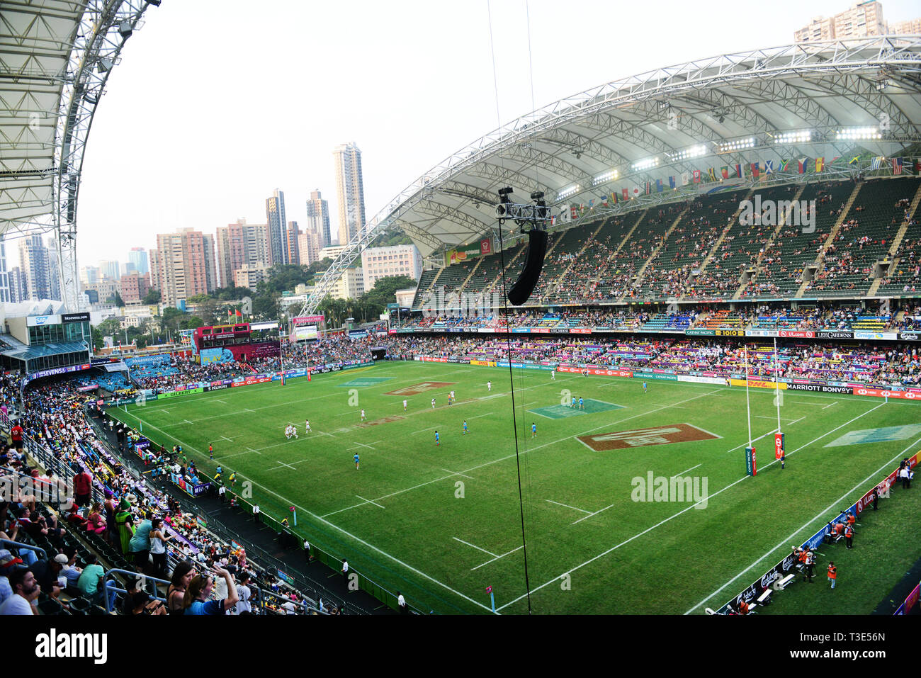 Die Hong Kong stadium Hosting die Sevens Turnier. Stockfoto