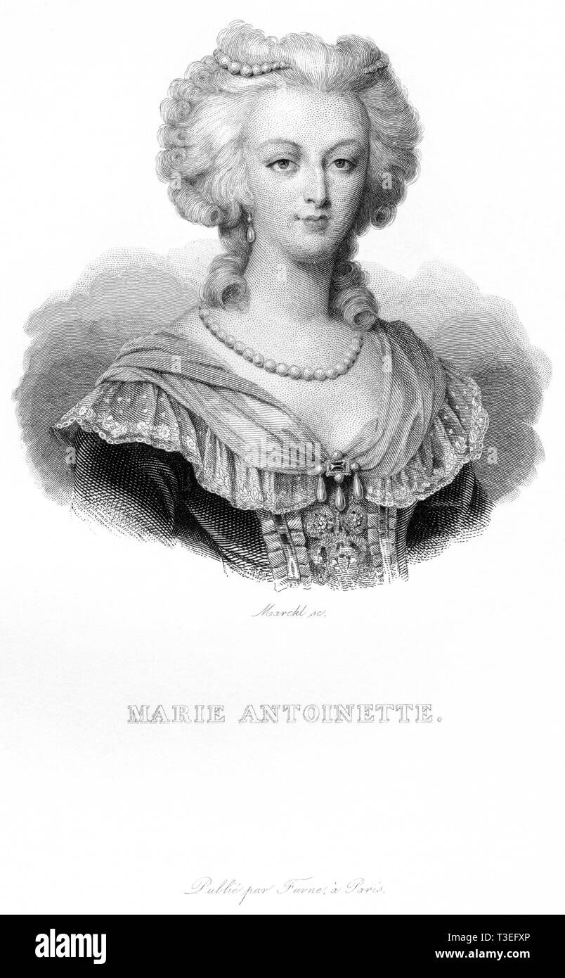Europa, Frankreich, Marie Antoinette, Königin von Frankreich, Kupferstich von Marckl (GEB. 1807 in Paris), wahrscheinlich 1830er-1840er Jahre? , Stockfoto