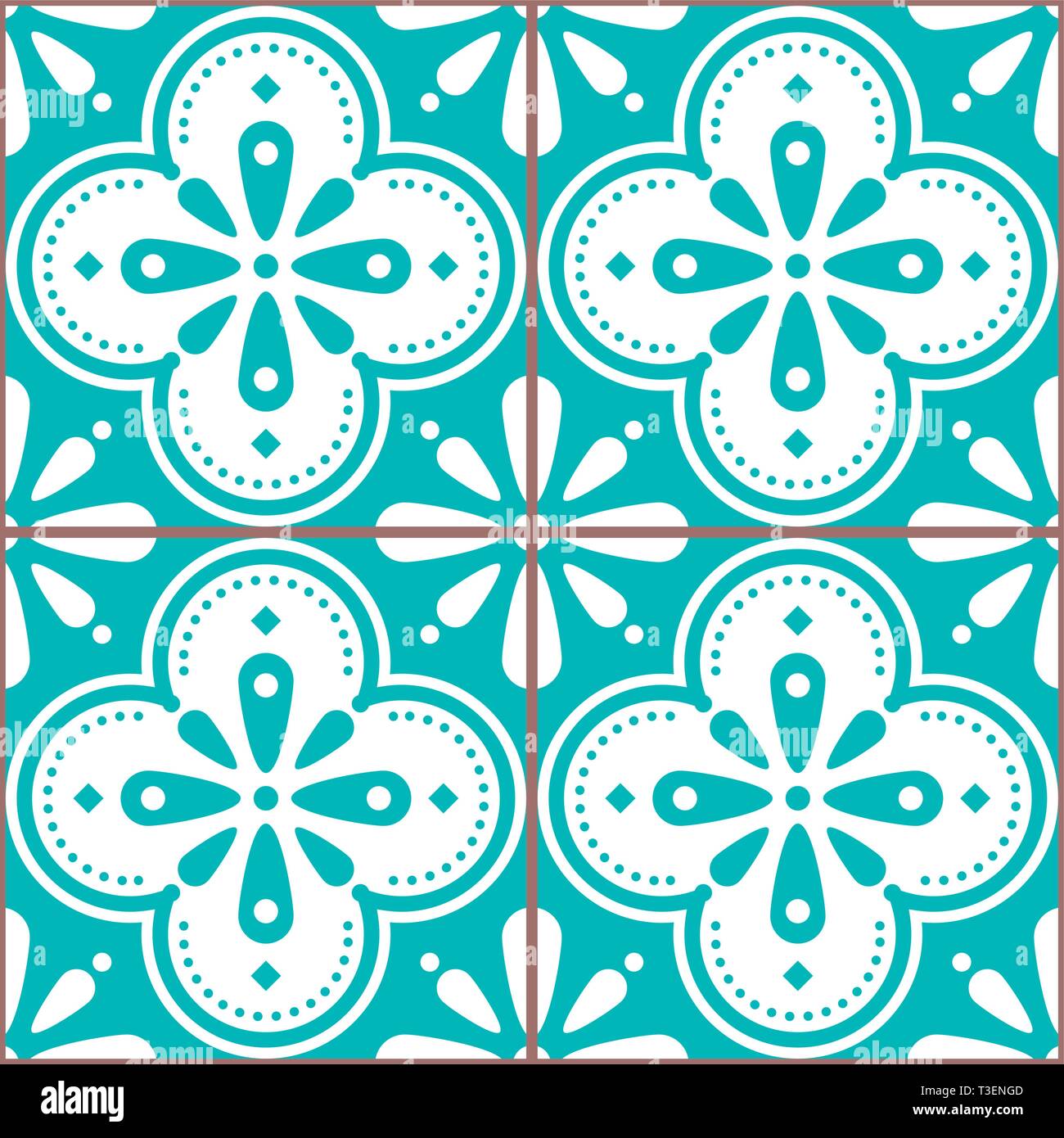 Azulejo Kacheln nahtlose Vektor blau Muster durch portugiesische Kunst inspiriert, Lissabon Stil Kachel Hintergrund Stock Vektor