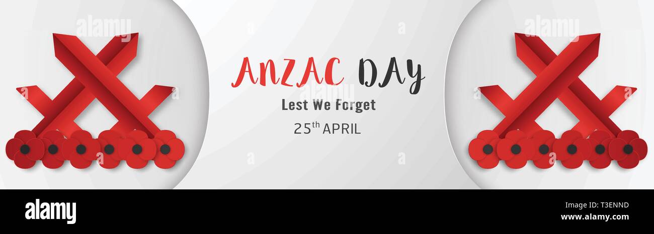 Happy Anzac Day am 25. April für die serviert und starb in Australien und Neuseeland. Vorlage element Design für Banner, Poster, Gruß, Einladung Stock Vektor