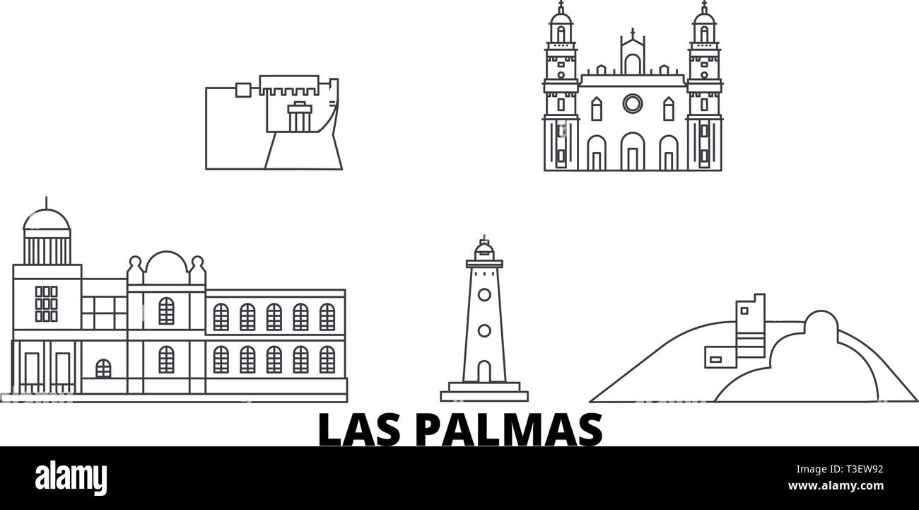 Spanien, Las Palmas line Reisen Skyline. Spanien, Las Palmas Umrisse Stadt Vektor-illustration, Symbol, Reisen, Sehenswürdigkeiten, Wahrzeichen. Stock Vektor