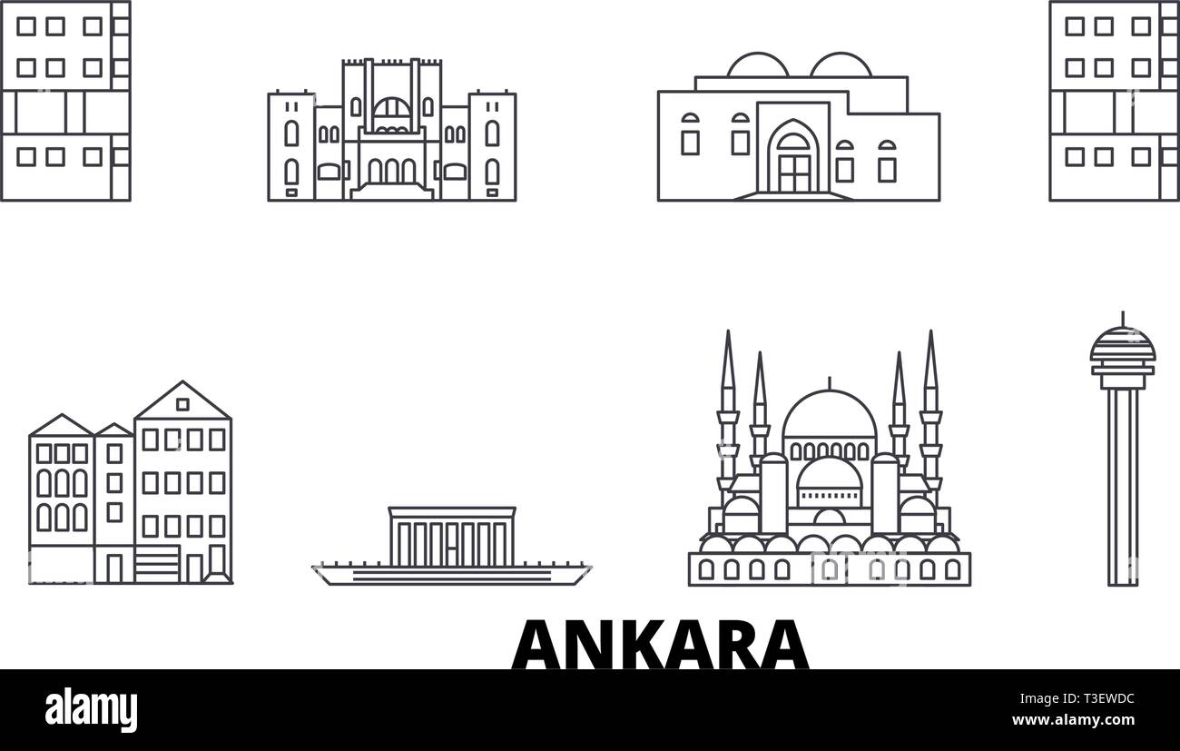 Die Türkei, Ankara line Reisen Skyline. Die Türkei, Ankara Umrisse Stadt Vektor-illustration, Symbol, Reisen, Sehenswürdigkeiten, Wahrzeichen. Stock Vektor