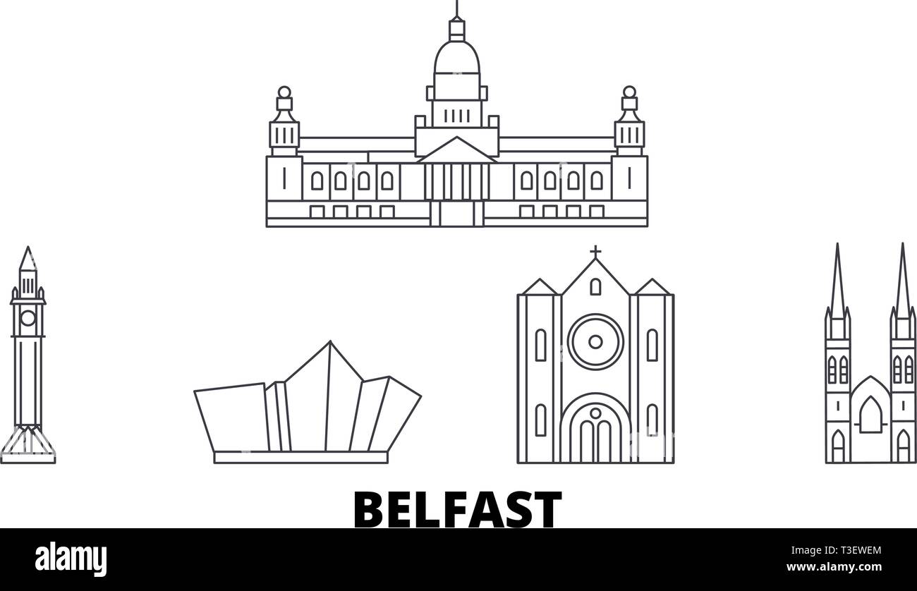 Vereinigtes Königreich, Belfast line Reisen Skyline. Vereinigtes Königreich, Belfast Umrisse Stadt Vektor-illustration, Symbol, Reisen, Sehenswürdigkeiten, Wahrzeichen. Stock Vektor