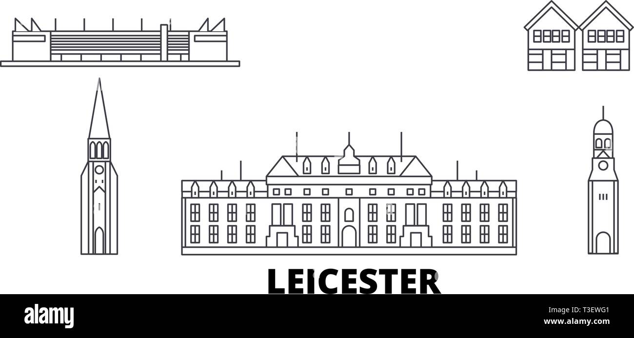 Vereinigtes Königreich, Leicester line Reisen Skyline. Vereinigtes Königreich, Leicester skizzieren Stadt Vektor-illustration, Symbol, Reisen, Sehenswürdigkeiten, Wahrzeichen. Stock Vektor