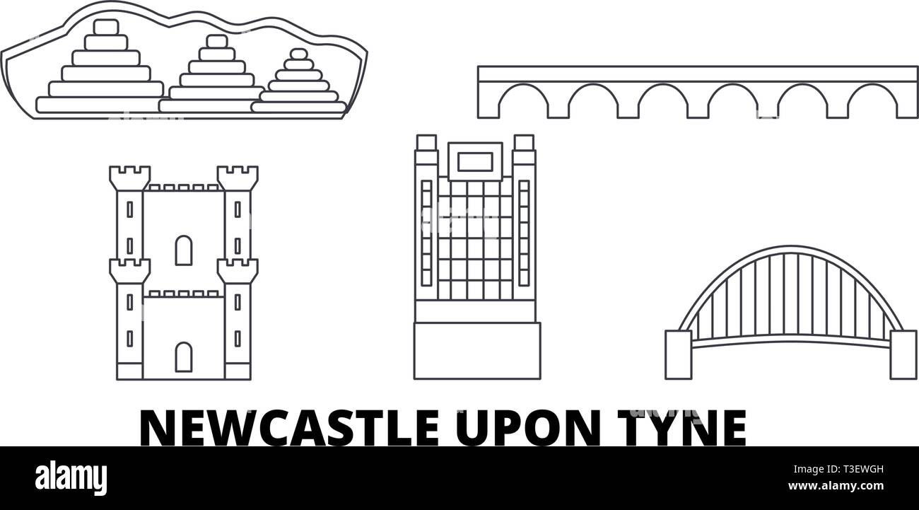 Vereinigtes Königreich, Newcastle Upon Tyne line Reisen Skyline. Vereinigtes Königreich, Newcastle Upon Tyne übersicht Stadt Vektor-illustration, Symbol, Reisen Stock Vektor