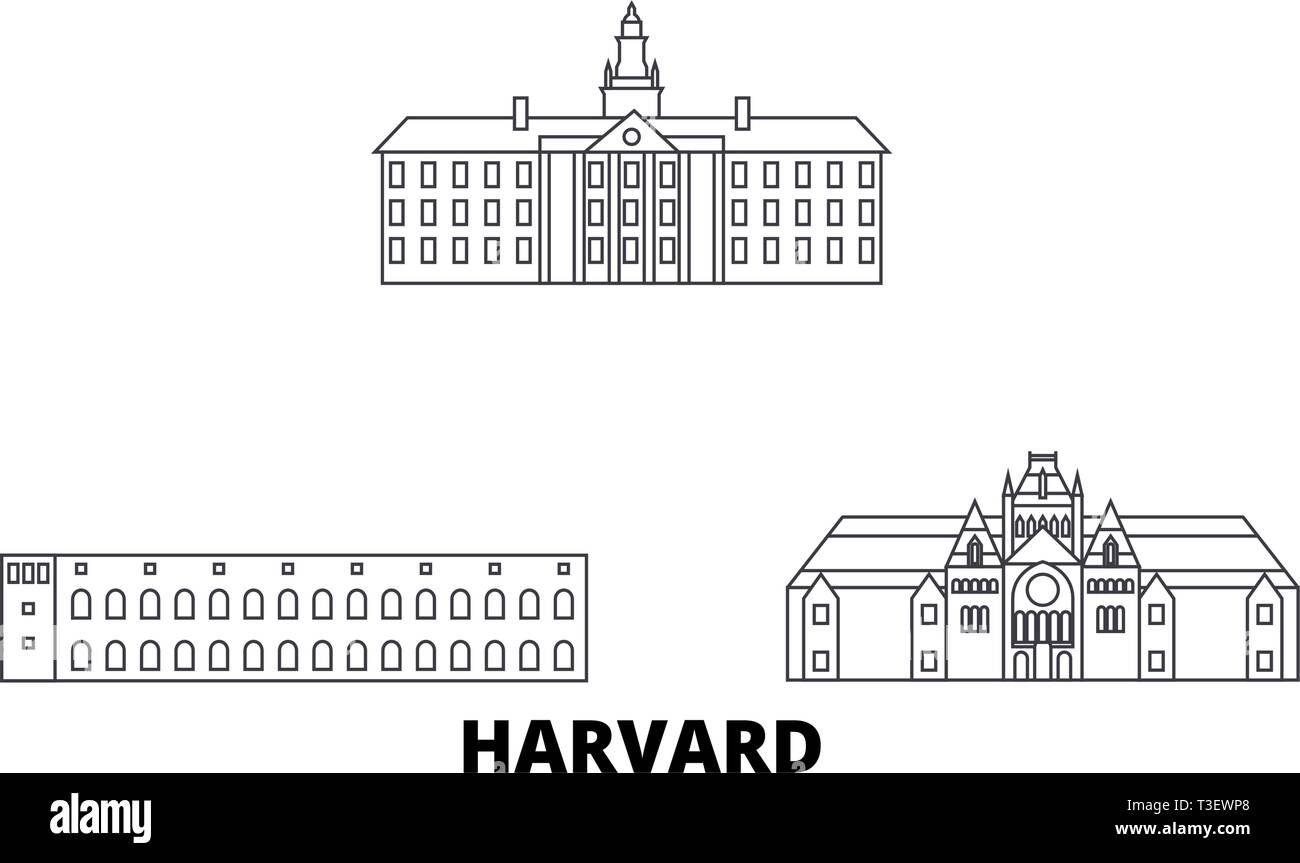 Usa, Harvard line Reisen Skyline. Usa, Harvard Umrisse Stadt Vektor-illustration, Symbol, Reisen, Sehenswürdigkeiten, Wahrzeichen. Stock Vektor