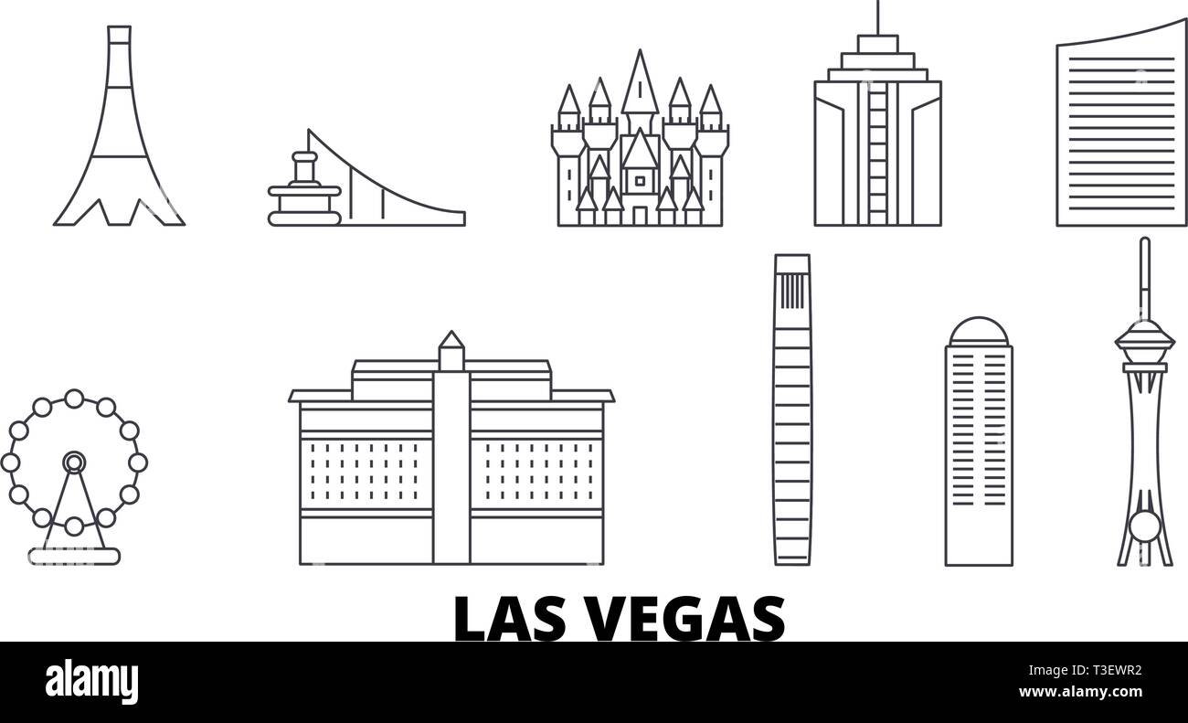 Usa, Las Vegas line Reisen Skyline. Usa, Las Vegas übersicht Stadt Vektor-illustration, Symbol, Reisen, Sehenswürdigkeiten, Wahrzeichen. Stock Vektor