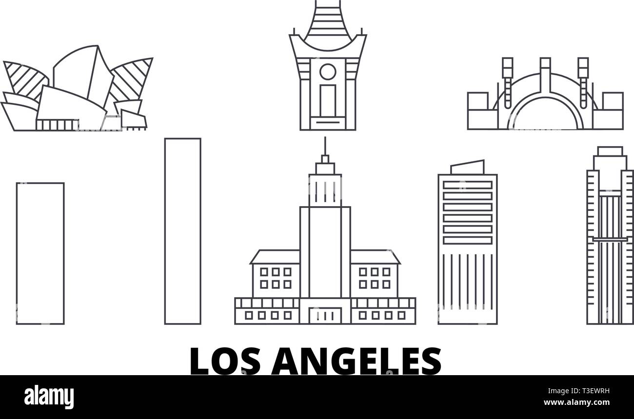 United States, Los Angeles City Line reisen Skyline. United States, Los Angeles City Übersicht Stadt Vektor-illustration, Symbol, reisen Sehenswürdigkeiten Stock Vektor