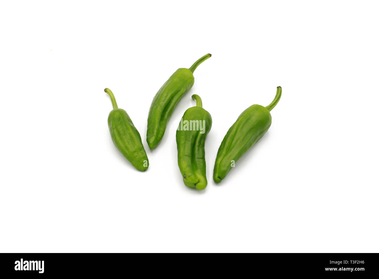 Chili pod-frische grüne Chilischoten - isoliert auf weißem Stockfoto
