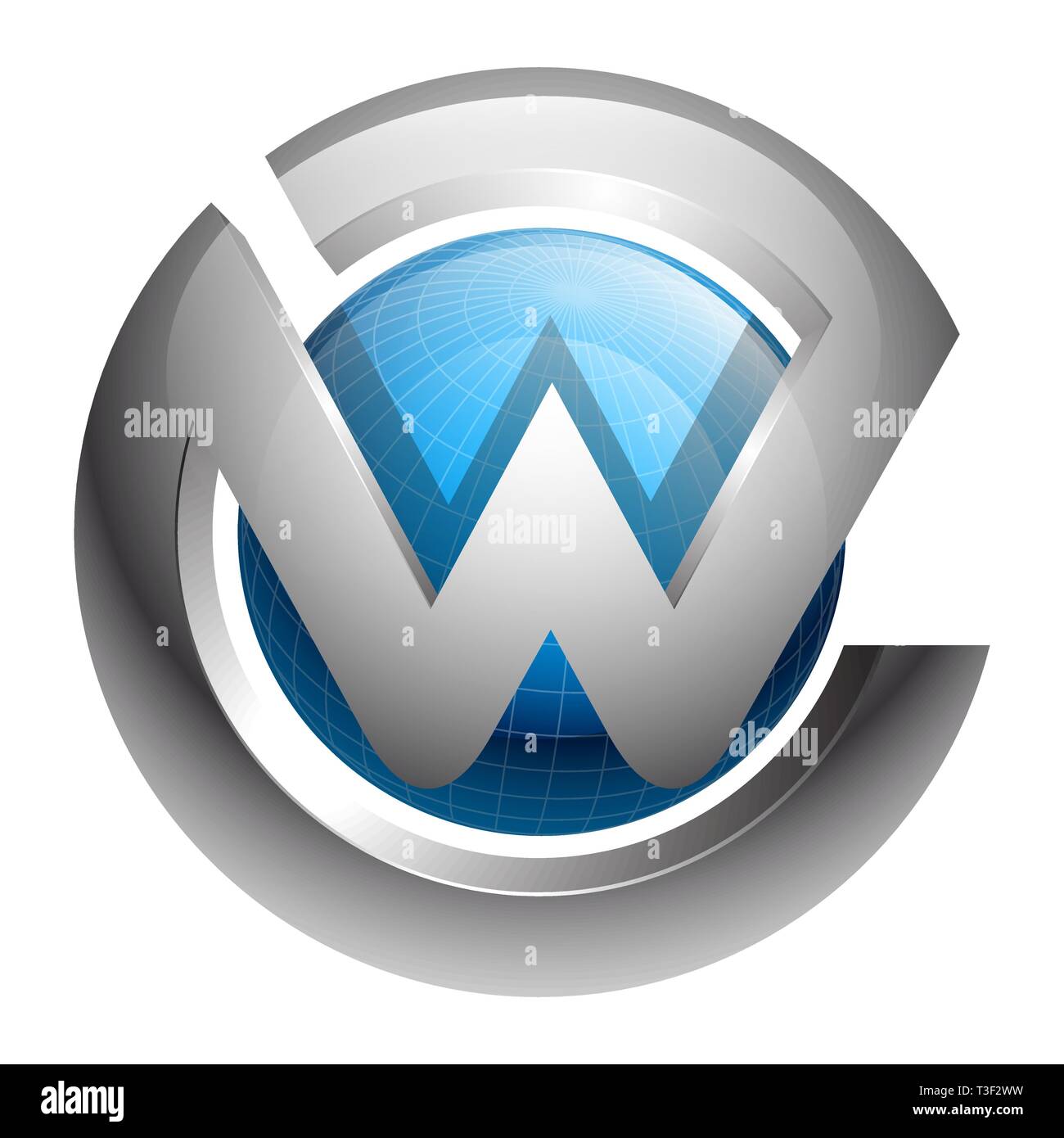 Globale Sphäre Anfangsbuchstabe W Konzept Design. Symbol grafische Vorlage element Stock Vektor
