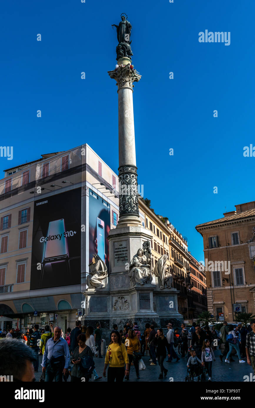 Spalte von der Unbefleckten Empfängnis, Rom, Italien Stockfoto